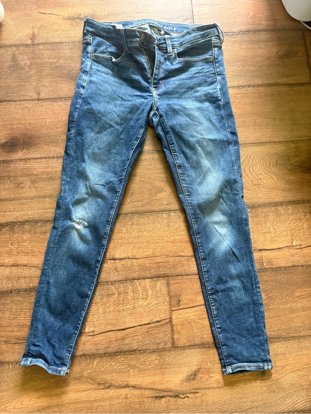 American Eagle Outfitters Women's Distressed Dark Blue Jeggings Jeans